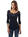 PattyBoutik Women's Henley Crochet Lace Inset Textured Blouse