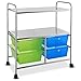 Giantex Rolling Storage Cart w/ 4 Drawers 2 Shelves Metal Rack Shelf Home Office School Beauty Salon Utility Organizer Cart with Wheels (Blue & Green)