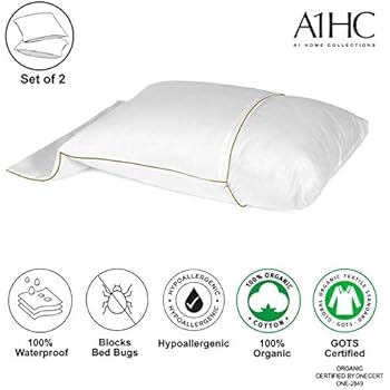 Feelathome 100 Cotton Waterproof Zip Pillow Protector Covers Body