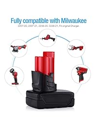 Powerextra 5000MAh   Batería de repuesto para Milwaukee M12 Milwaukee 48 11 2411 LITHIUM de 12 V (batería de iones de litio inalámbrica), 2 unidades