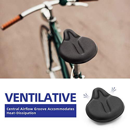 ANZOME Bike Seat Cushion, Exercise Bike Seat Cover, Wide Foam & Extra