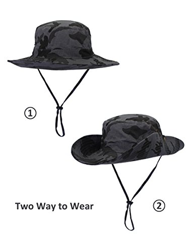 WANYING Damen Herren Outdoor Sonnenschutz Bucket Hut Fischerhut Baumwolle Two Way to Wear für Kopfumfang 55-62 cm… – Bild 3