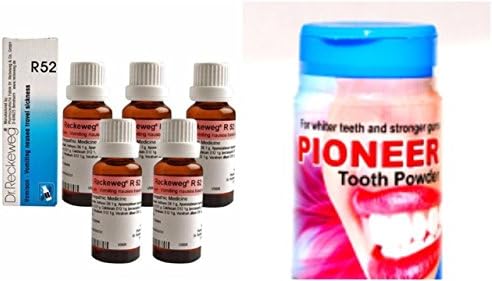 Bhargava Dr Reckeweg Germany R52 Vomiting, Nausea and Travel Sickness Drops 22ML Pack of 2 with Free Pioneer Tooth Powder