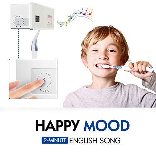 OOCOME Toothbrush Holder Sterilizer, UV Toothbrush Sanitizer Holder Rechargeable Toothbrush Cleaner Family Wall Mounted Toothbrush Disinfection Holder with 3M Tape, 4 Brush Holder, Music Playback - Thumbnail 4
