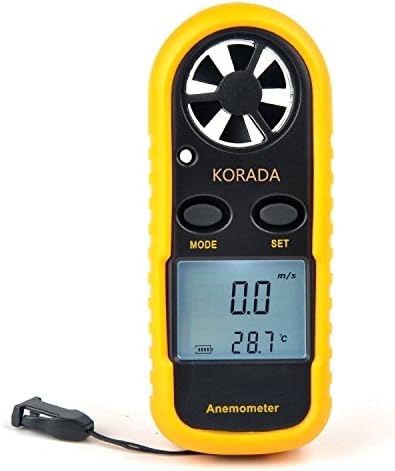 KORADA Digital Handheld Anemometer - Digital LCD Wind Speed Meter Gauge Air Flow Velocity Measurement Thermometer with Backlight for Windsurfing Kite Flying Sailing Surfing Fishing Etc