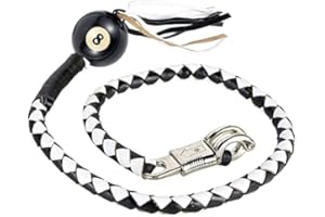 EXCELSIOR INTERNATIONAL EXCELSIOR 42" Long 1/2“ Diameter White and Black Motorcycle Get Back Whip With White 8 Pool Ball