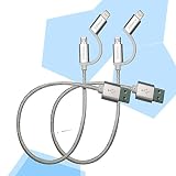 Dimco Short Fast 2-in-1 USB Charging Cable - Compatible with Lightning and Micro USB Cable Works with iPhone Android Charger - USB Charging Cord - Nylon Braided Phone Charger Cord - 2 Pack 10 in
