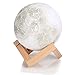 3D Moon Lamp, Linghome LED Enchanting Lunar Night Light 5.12 Inch ,With Wooden Dock, Warm and Cool 3 Colors Dimmable Brightness Adjustment, Best Home Decorative Light and Romantic (Not 3D Print )