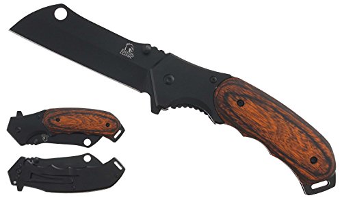 Falcon Classic Spring Assisted Stainless Steel Handle classic Razor Pocket Knife (Black / Wood)