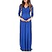 Mother Bee Maternity V-Neck 3/4 Sleeve Ruched Waist Dress RoyalBlue
