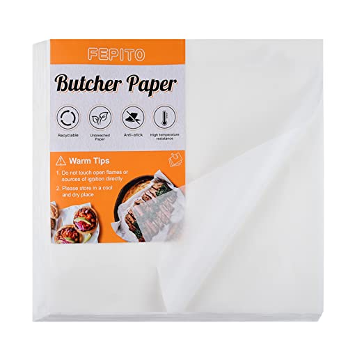 FEPITO 60 Pieces White Butcher Paper No Wax Butcher Paper Square Meat