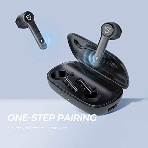 SOUNDPEATS Truebuds True Wireless Earbuds Semi-in-Ear TWS Stereo Bluetooth Earphones V5.0 Touch Control Bluetooth Headphones with Mic, 2600mAH Charging Case, Total 70 Hours Playtime, USB-C
