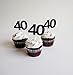 40th Birthday Cupcake Toppers (20 count) - Forty 40 Fortieth Anniversary Party Decoration Retirement (Black)