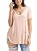 Sidefeel Women Crisscross Front V Neck T-Shirt Destroyed Baggy Blouse XX-Large Pink