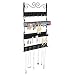 MyGift 4-Tier Wall Mounted Black Metal Hanging Jewelry Organizer with 18 Hooks, Earring Holder and Necklace, Bracelet Display Rack