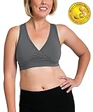 Soft French Terry Nursing Sleep Bra for Maternity / Breastfeeding (Large, Grey)