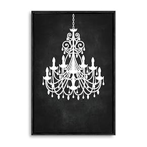 Framed Canvas Wall Art for Living Room, Bedroom Chandelier Silhouette IV Canvas Prints for Home Decoration Ready to Hang - 16x24 inches