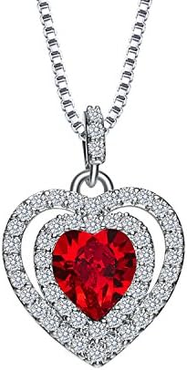 Xingzou January Birthstone Necklace Pendant for Mom, Garnet Heart Crystal From Swarovski, Wedding Gift