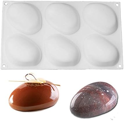 Professional Moule Zen 6 Cavity Stone Shape Silicone Cake Mold Pastry Tools for Soap, Muffin, Brownie, Cake, Pudding and Jello