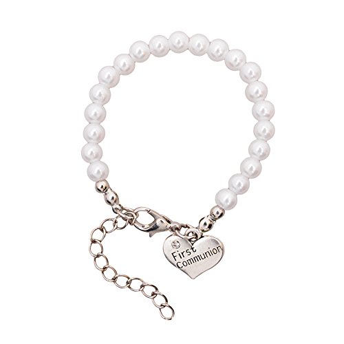 Wxbox Flower Girl Bracelet White Simulated Pearls Crystals Charm (Flower Girl Bracelet 2#)