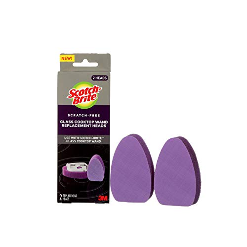 Scotch-Brite Glass Cooktop Wand Replacement Heads, Cleans With Just Water, Tackle Burnt-On Messes, 2 Replacement Heads