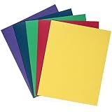 Blue Summit Supplies 50 Two Pocket Folders with Prongs, Designed for Office and Classroom Use, Assorted 5 Colors, 50 Pack Colored 2 Pocket 3 Prong Folders
