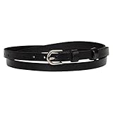True Heart Style Women's Genuine Leather Skinny Dress Belt 7/16