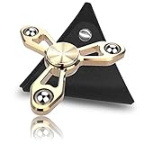 EZOON Tri Fidget Spinner Metal Finger Toys, Aluminum Hand Spinner Replaceable Bearing Max 4 Mins Spinning Time CPSC Certified EDC ADHD Focus Toy for Kids Adults (GOLD-1)