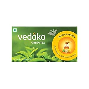 Amazon Brand – Vedaka Green Tea, Lemon and Honey, 25 Bags