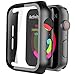 Black Hard Case Compatible with Apple Watch 44mm Series 6/5/4/SE with Screen Protector, Ultra Thin HD Tempered Glass Screen Protection Overall Protective Cover for iwatch Series 4/5