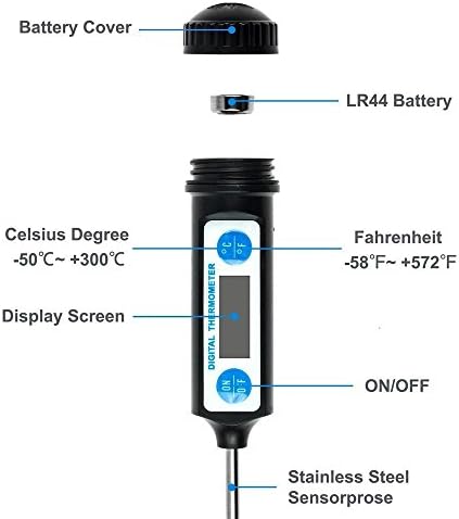 Anpro Thermomètre de Cuisson,Thermomètres de Cuisine Thermomètre Numérique Digital avec Sonde Longue et LCD Ecran pour Nouriture, Viande, Huile, Lait, Vin, BBQ et Eau Chaude - Noir - Cuisine A Vivre Anpro Thermomètre de Cuisson,Thermomètres de Cuisine Thermomètre Numérique Digital avec Sonde Longue et LCD Ecran pour Nouriture, Viande, Huile, Lait, Vin, BBQ et Eau Chaude - Noir