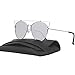 VIVIENFANG Technologic Crossbar Mirrored Aviator Sunglasses Flat Lens Cateye Shades 86472C Silver Mirrors