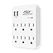 CRST 6-Outlets Wall Tap (900 Joules) Surge Protector with Dual USB Charging Ports for Home, School, Office and More - [ETL Listed]