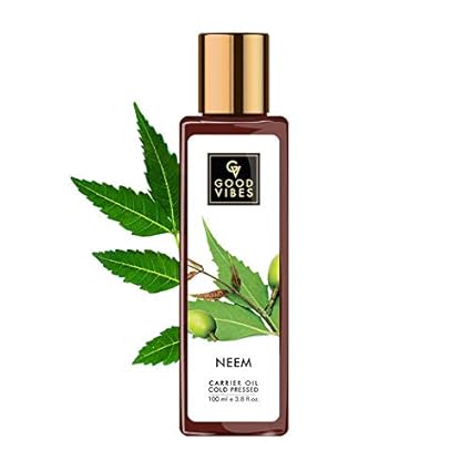 Good Vibes Neem Cold Pressed Carrier Oil - 100 ml - Anti Ageing, Acne, Blackheads and Damage Repair Formula for Hair and Skin - Cruelty Free