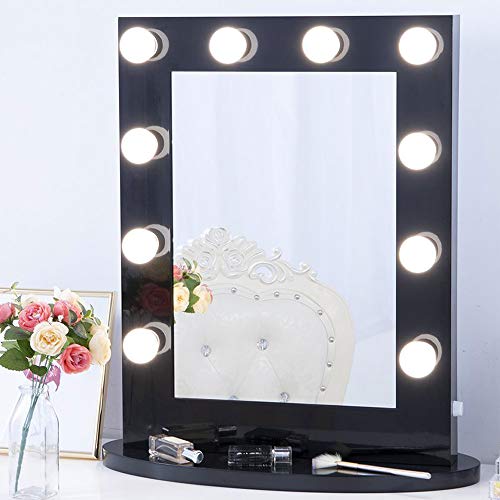 Chende Black Vanity Mirror with Lights, Large Hollywood Mirror with