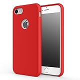 For iPhone 7 Case - MoKo Slim Fit Shockproof Liquid Silicone Gel Rubber Protective Case Soft Touch Back Cover for Apple iPhone 7 2016, RED