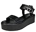 BAMBOO Women's Single Band Platform Footbed Sandal with Quarter Strap