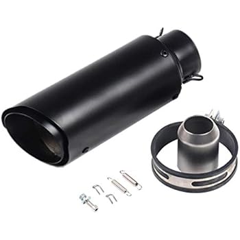 KAJIMOTOR All Black 38-51mm Universal Motorcycle Short Exhaust 250mm Tube Muffler Tail Pipe ...