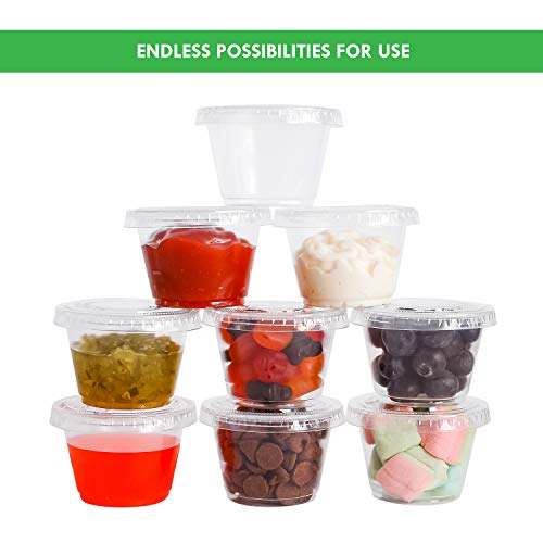 [100 Sets] 5.5 oz Small Plastic Containers with Lids, Jello Shot Cups