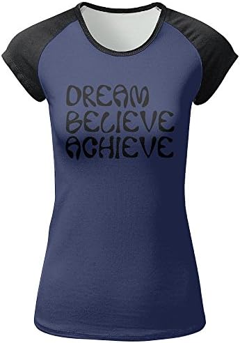 Dream Believe Achieve Fashion Short Sleeve T-Shirt Casual Tight Training Tee Fitness Running Sport Tees For Womens
