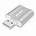 External USB Stereo Sound Adapter Aluminum Audio Card for Windows, Mac, Linux Extra Source with Microphone Jacks for Laptops and Desktop Computers pc-Plug and Play No Drivers Needed (Silver)
