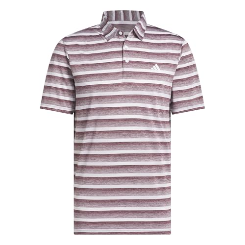 Adidas Homme Mens Two Color Stripe Polo Shirt, Aurora Ruby/White, S