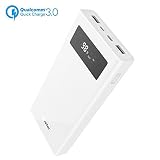 20000mAh Portable Charger,Quick Charge 3.0 Dual Input Output Typec-C Port with LCD Display High Capacity Power Bank,External Battery Pack for iPhone, Samsug,Android and More (White)