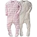Gerber Girls' 2 Pack Footed Sleeper, Tiny Hearts/Stripes, 24 Months