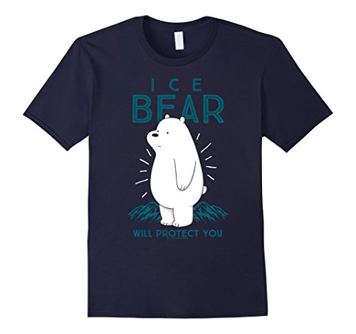 Mens CN We Bare Bears Ice Bear Will Protect You Graphic T-Shirt XL Navy