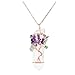 Top Plaza Chakra Gemstone Tree of Life Wire Wrapped Natural Clear Quartz Healing Crystal Point Pendant Necklace(Amethyst+Green Aventurine)