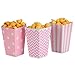 NUIBY Popcorn Boxes, Pink Trio (36 Pack) Polka Dot, Chevron, Stripe Treat Boxes - Small Movie Theater Popcorn Paper Bags for Dessert Tables & Wedding Favors