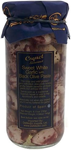 Coquet Gourmet Sweet White Garlic with Black Olive Paste from Spain, Drained Weight 4.94 oz by Coquet Gourmet