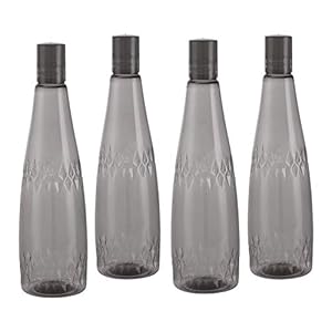 Steelo Calico Pet Water Bottle BPA Free, Leak Proof, Freezer Safe, Odourless, Unbreakable 1 Litre, Set of 4, Grey Color