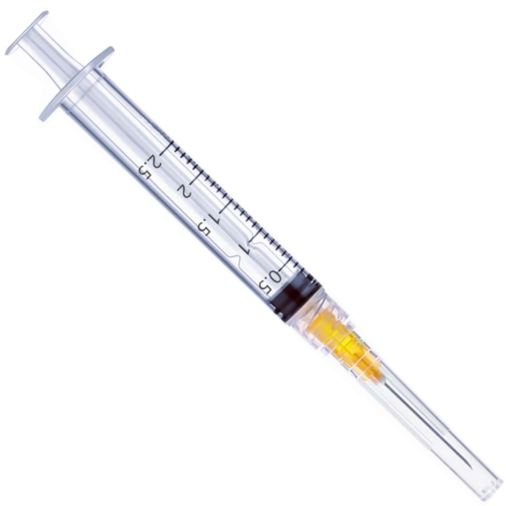 Photo 1 of 100 Pack - 2.5ml/cc Luer Lock Plastic Syringe with Needle 25Ga, Lab Measuring Tools for Industrial Dispensing, Science Lab and Plant Injection Supplies